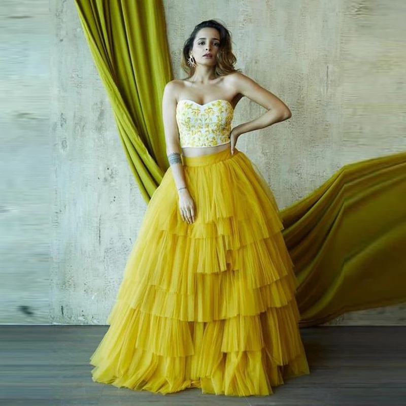 

Pakistan India Tiered Tulle Skirts mujer faldas Dance Birthday Tutu Women Skirt Elastic Waist